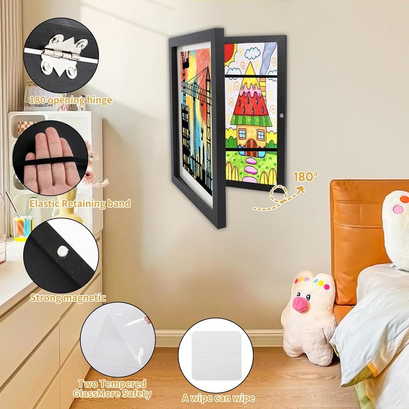 timoplus Kids Art Frames Front Opening A4, Childrens Artwork Display Picture Frame, Display Pictures in Portrait or Landscape, Artwork Display Storage Frames For Children Drawing Crafting,Holds 100 Paper Pcs - Image 3